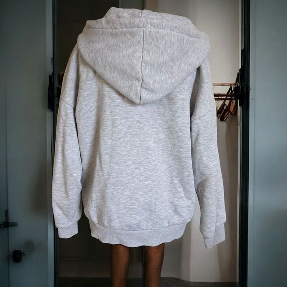 EFAN Women's Drawstring Zip Up Cute Hoodies Jacket Medium, Grey - Picture 3 of 8